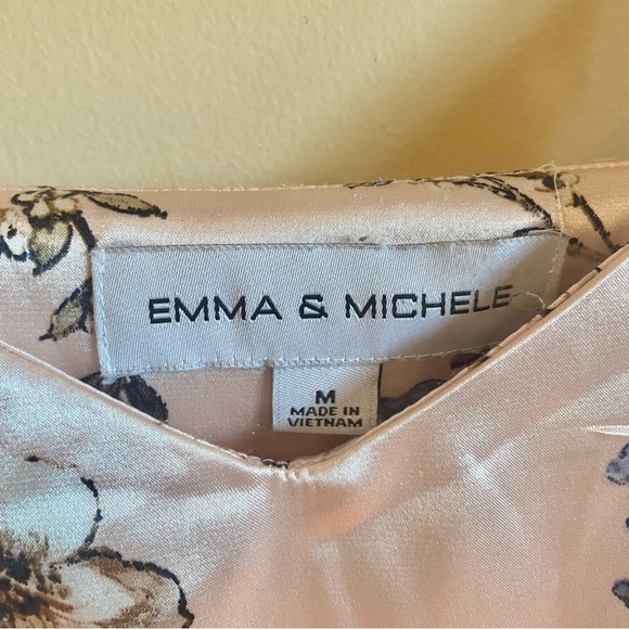 Emma & Michele Size Medium Pink and Blue Floral Satin Feel Maxi Slip Dress - Picture 3 of 11